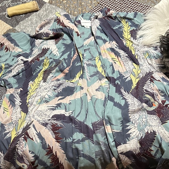 Junarose Multicolor Feather Print Kimono - Picture 1 of 3